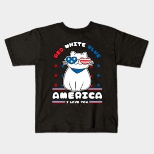 4th Jul Red White Blue Kids T-Shirt